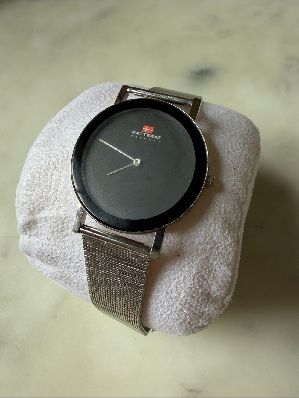 Skagen Silver Mesh Watch with Black Dial